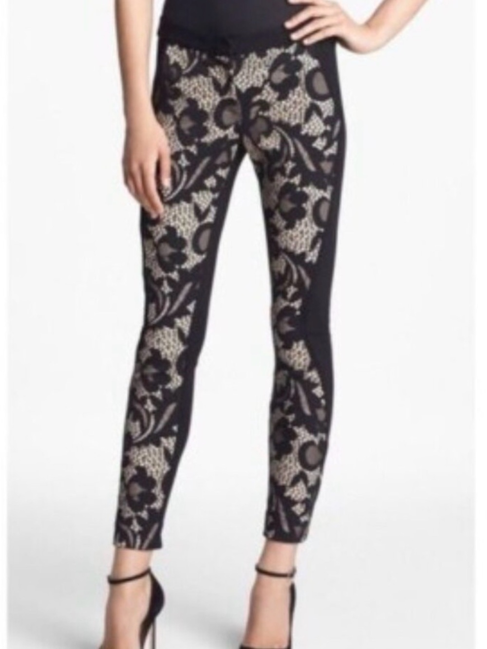 DVF Diane von Furstenberg Harmony Lace Floral Skinny Pants Sz 6